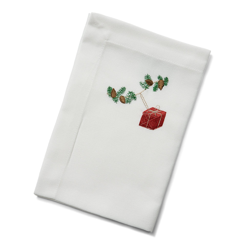 Juleserviet med rød gave