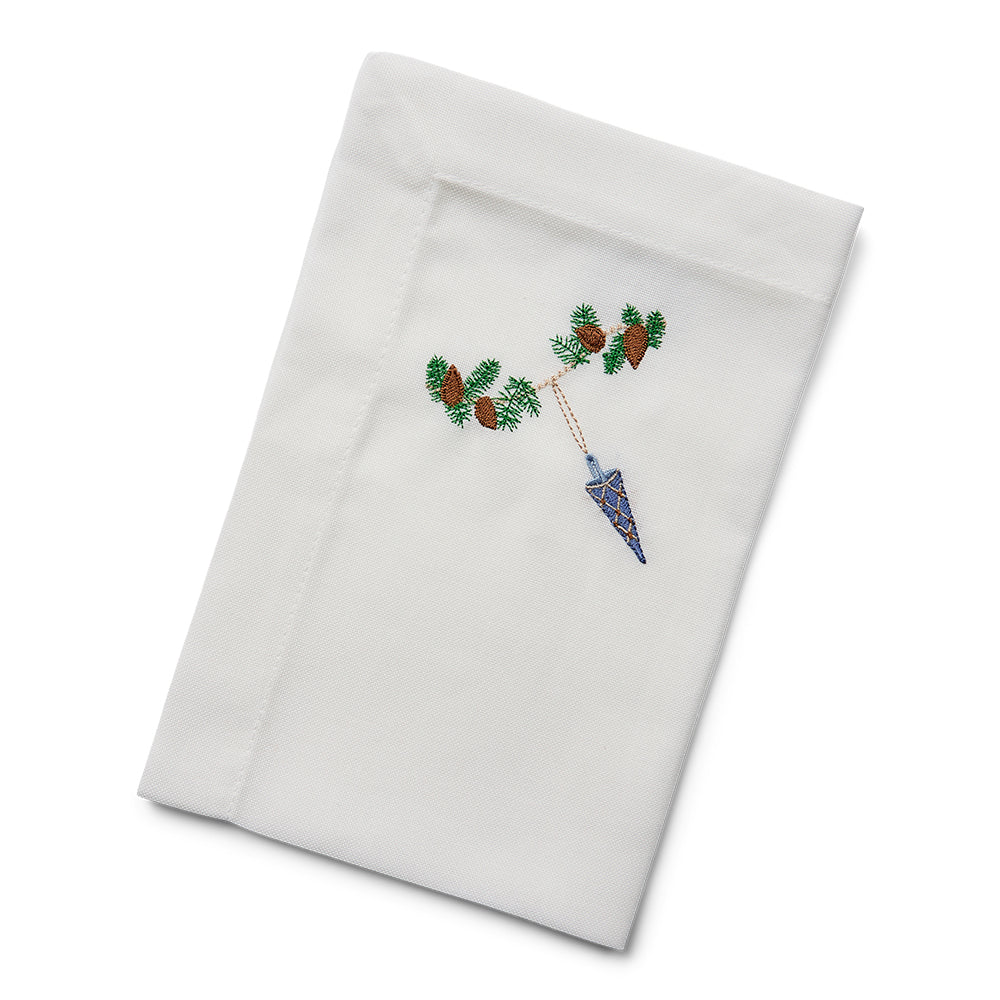 Juleserviet med blå kræmmerhus