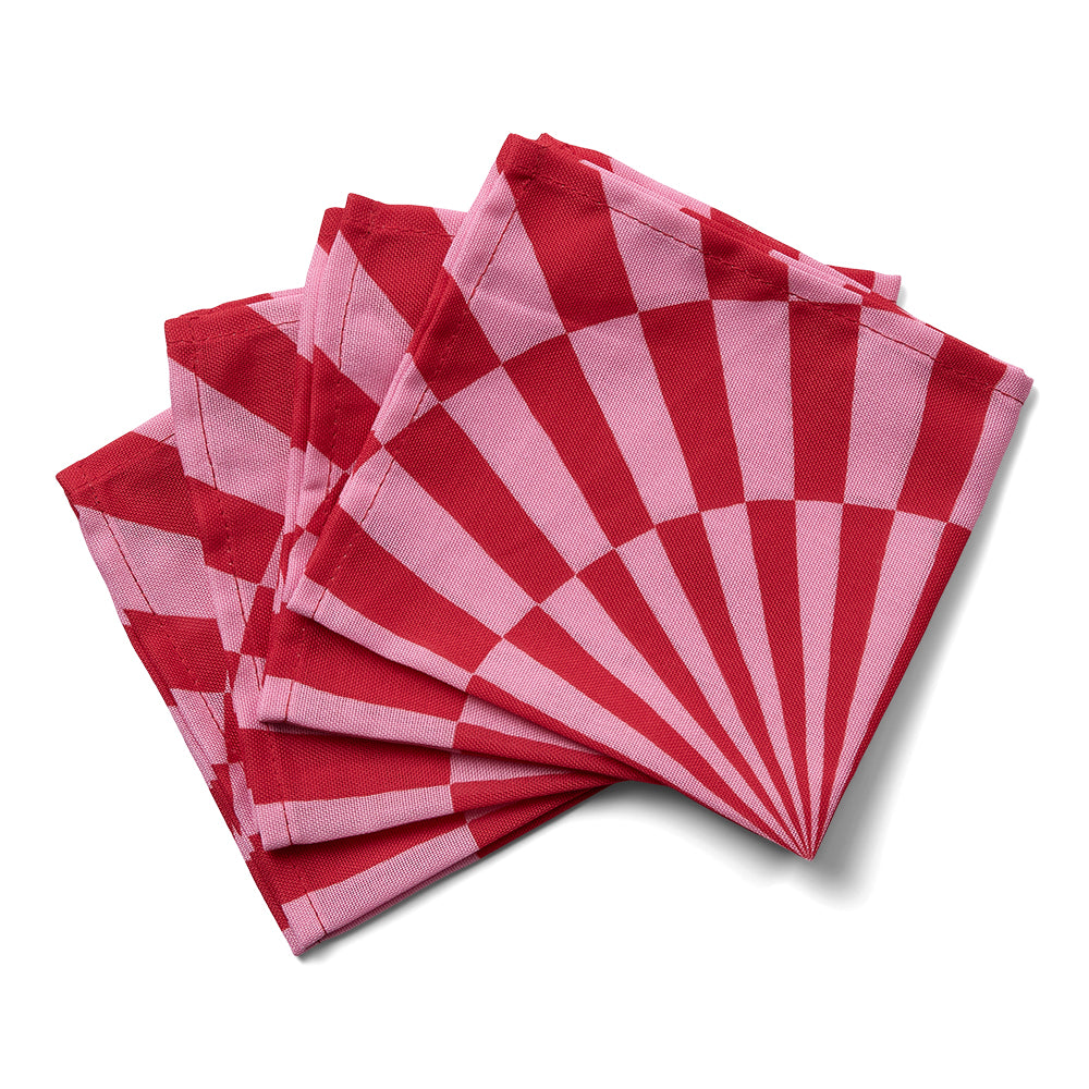 4 stk. røde cirkusservietter