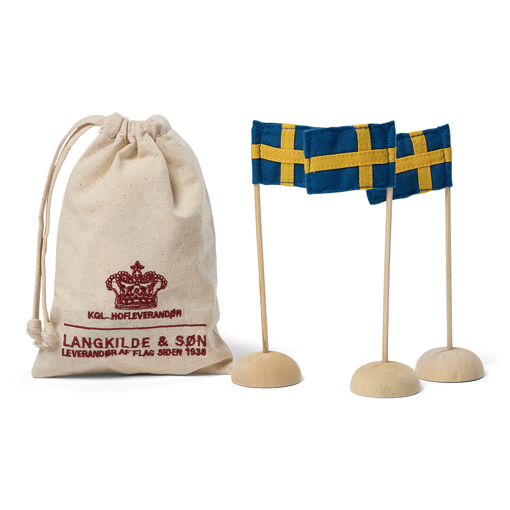 Mini bordflag med svensk flag, 3 stk.