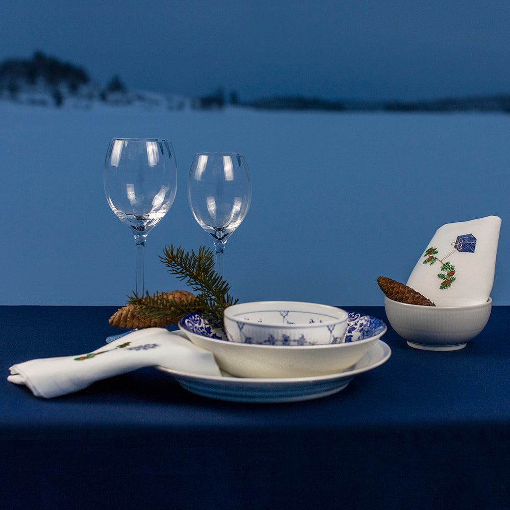 Juleserviet med blå gave