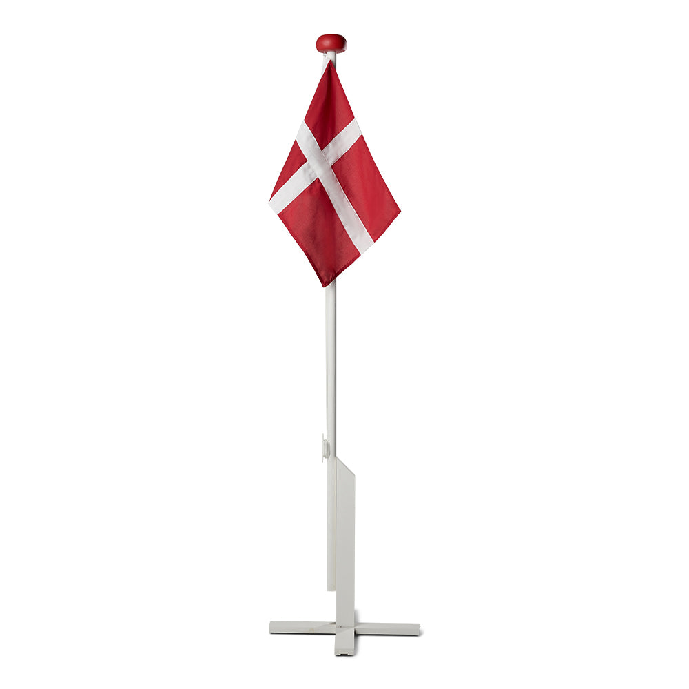 Hvidmalet flagstang, 180 cm med Dannebrogsflag