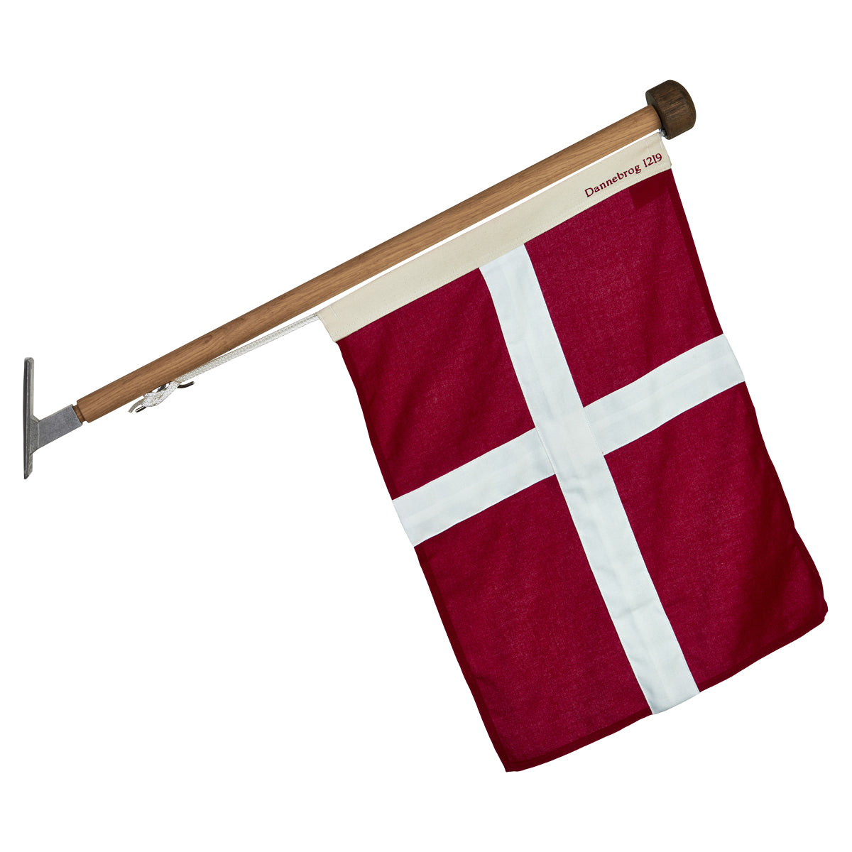 Luksussæt: Facadestang i eg med jubilæumsflag