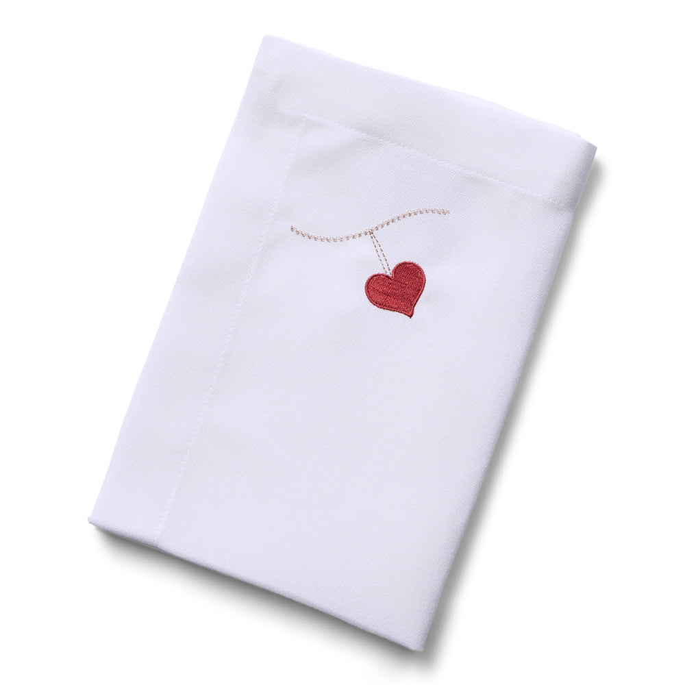 2 stk. broderede hjerteservietter