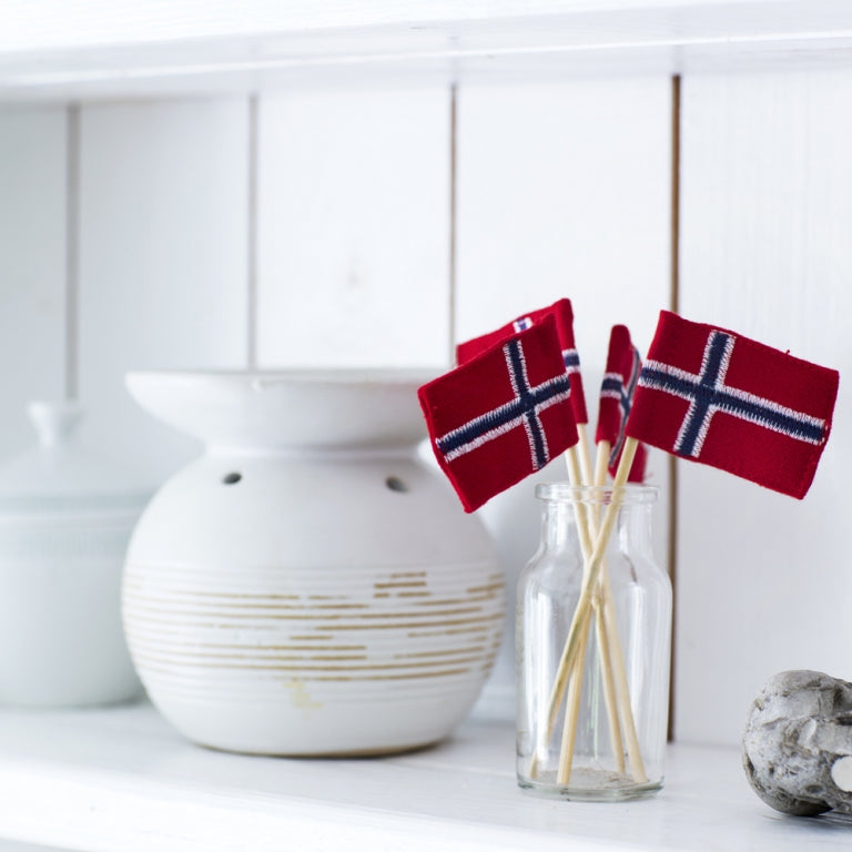 Lagkageflag med norske flag