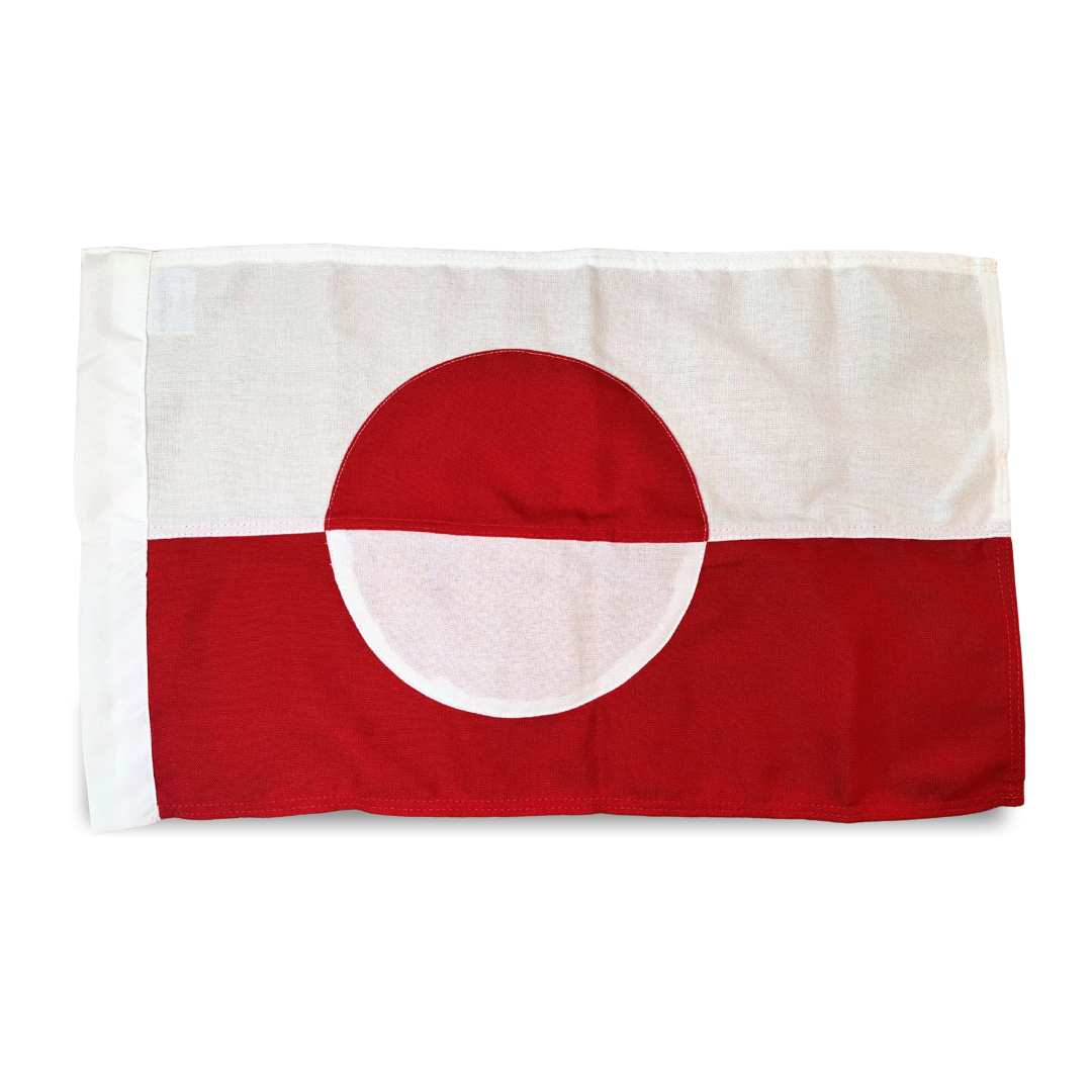 Luksus flagstang i egetræ m. grønlandsk flag (180 cm)
