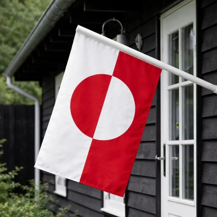 Facadestang med grønlandsk flag