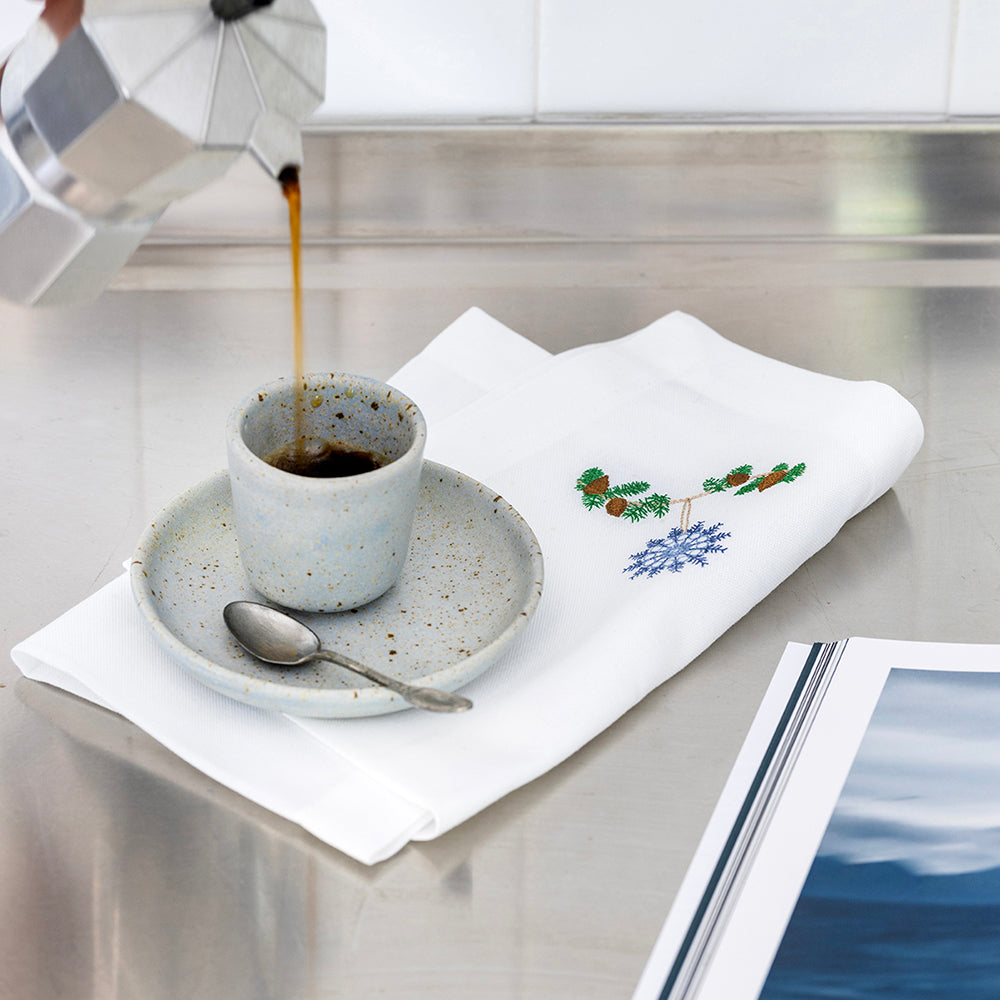 Juleserviet med blå iskrystal