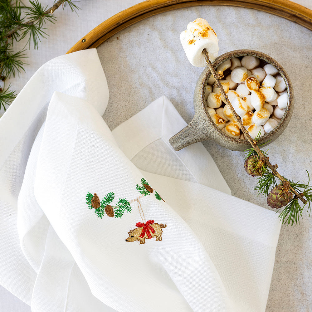 Juleserviet med marcipangris