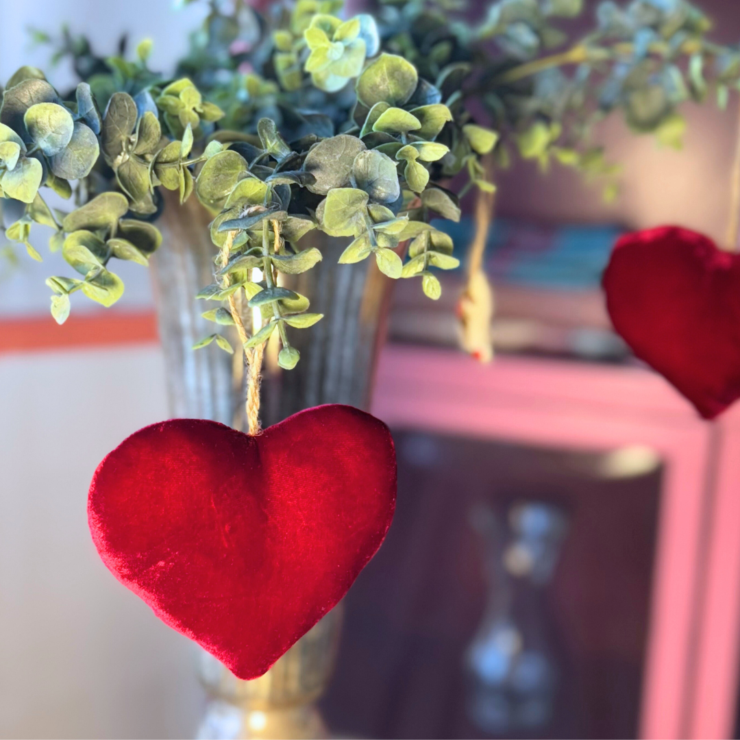 Rødt silkevelourhjerte