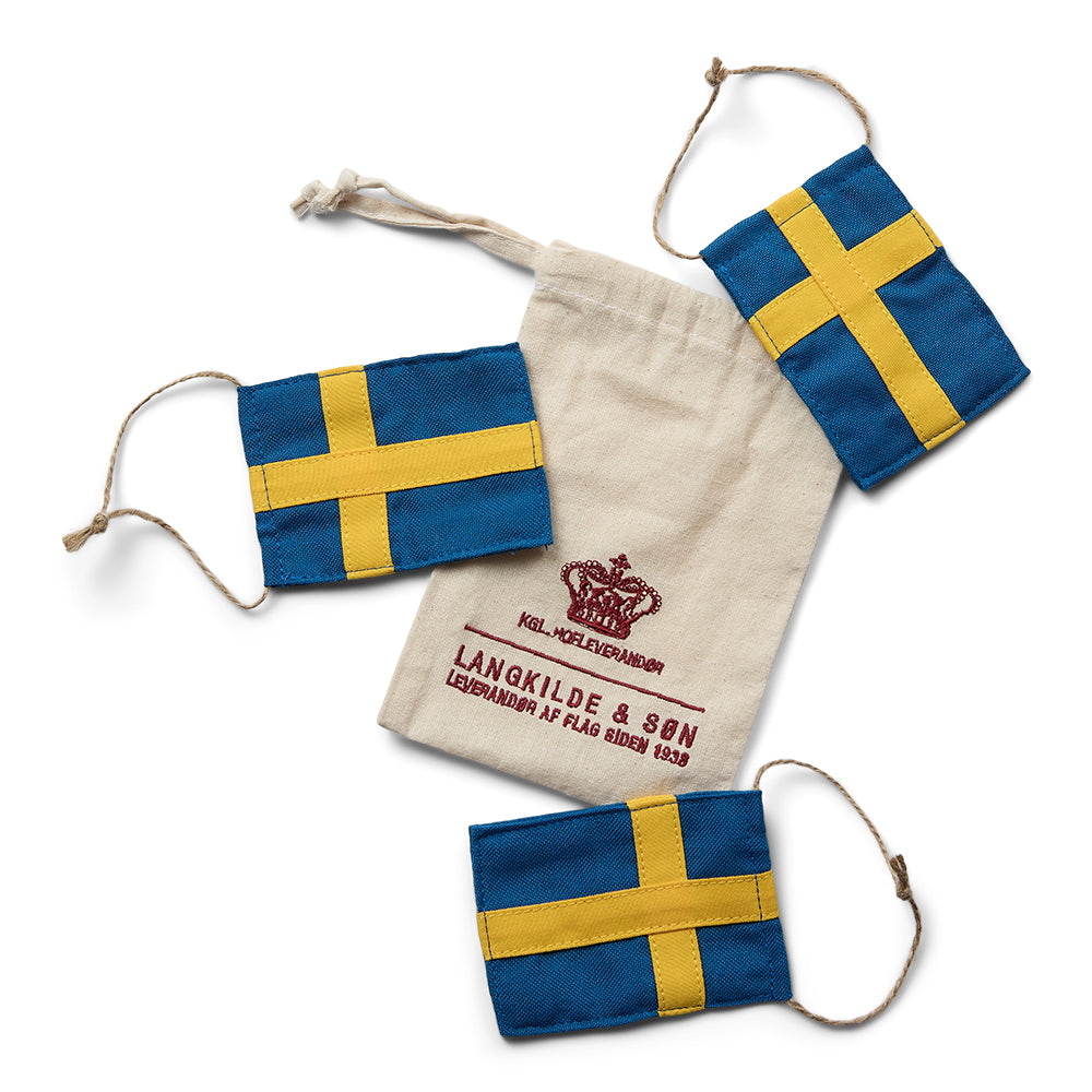 Store svenske pynteflag i flagdug