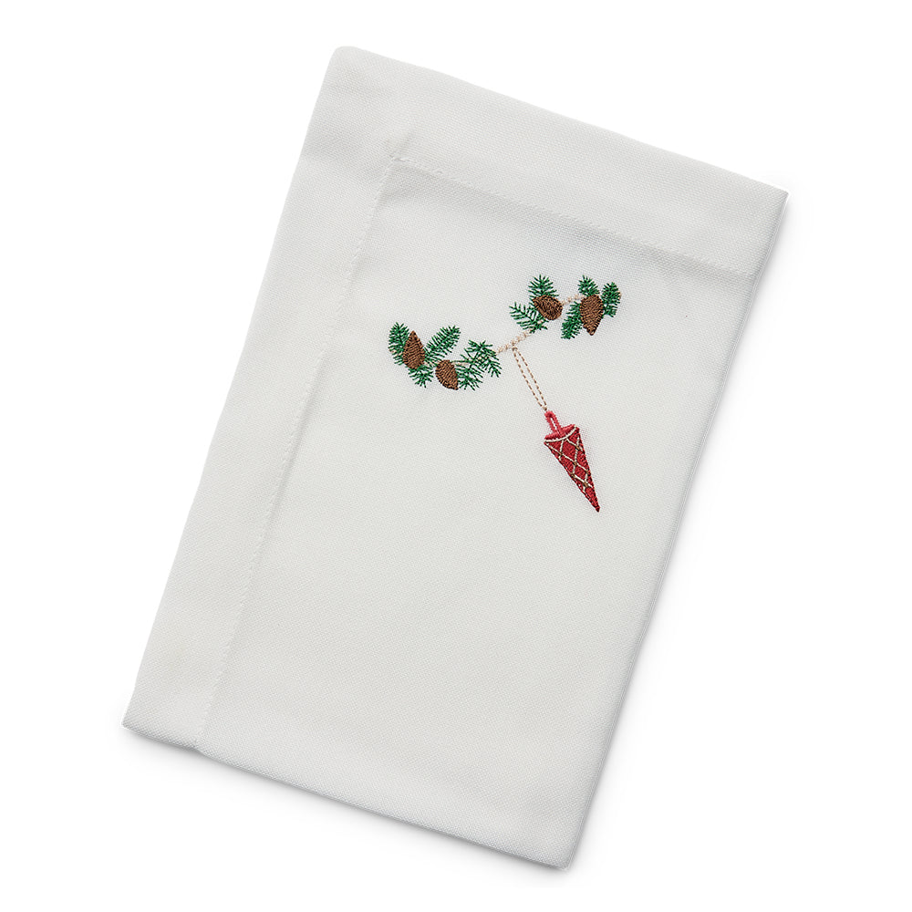 Juleserviet med rødt kræmmerhus