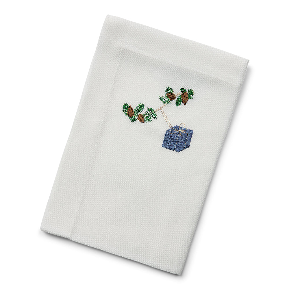 Juleserviet med blå gave