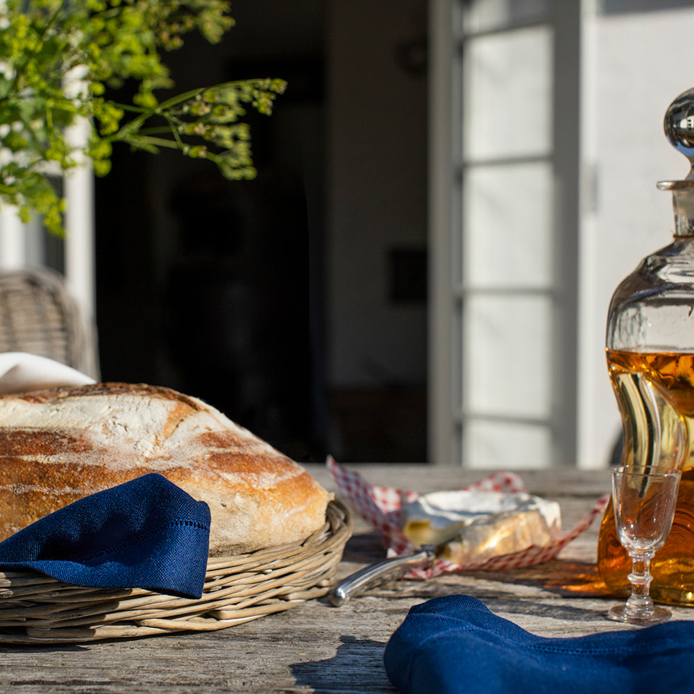 6 stk. blå servietter med hulsøm