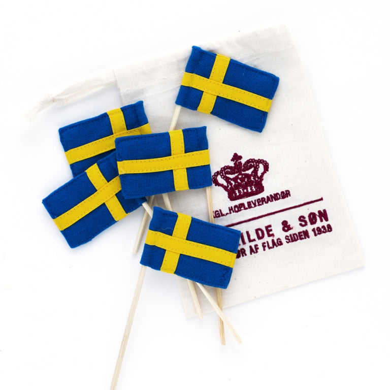 Lagkageflag med svenske flag – 5 stk.