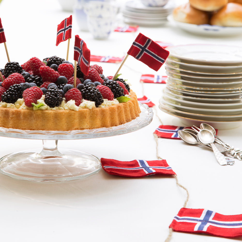 Lagkageflag med norske flag