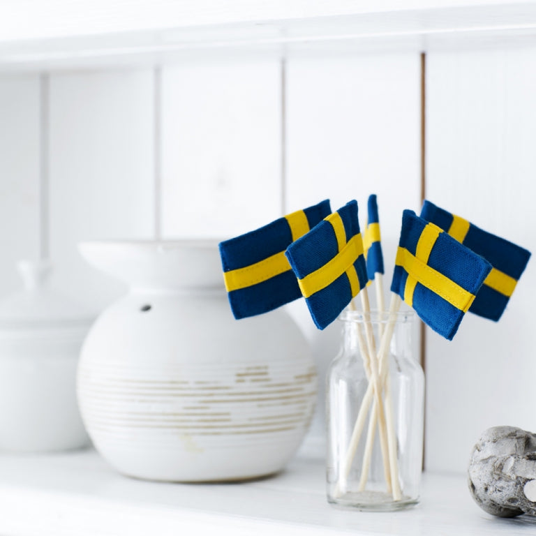 Lagkageflag med svenske flag – 5 stk.