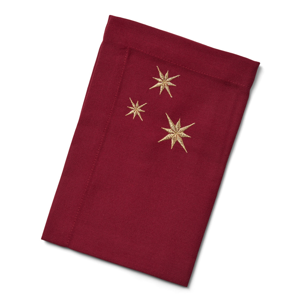 Mørkerød serviet med guldstjerner - 2. sortering