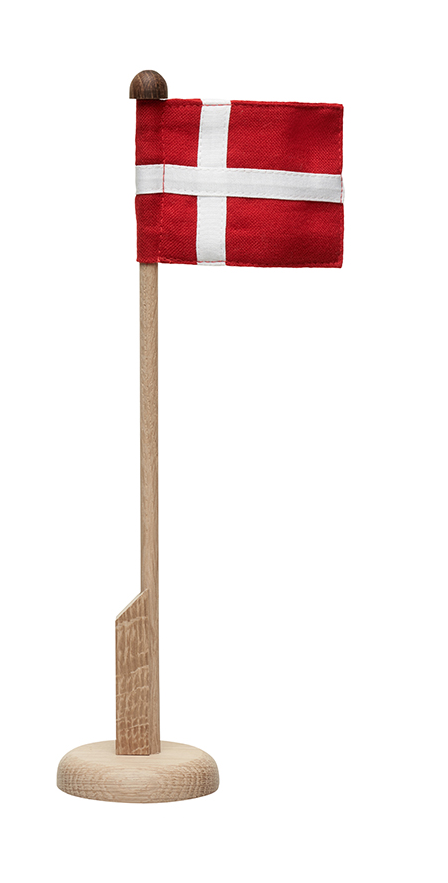 Bordflagstang i egetræ med Dannebrog