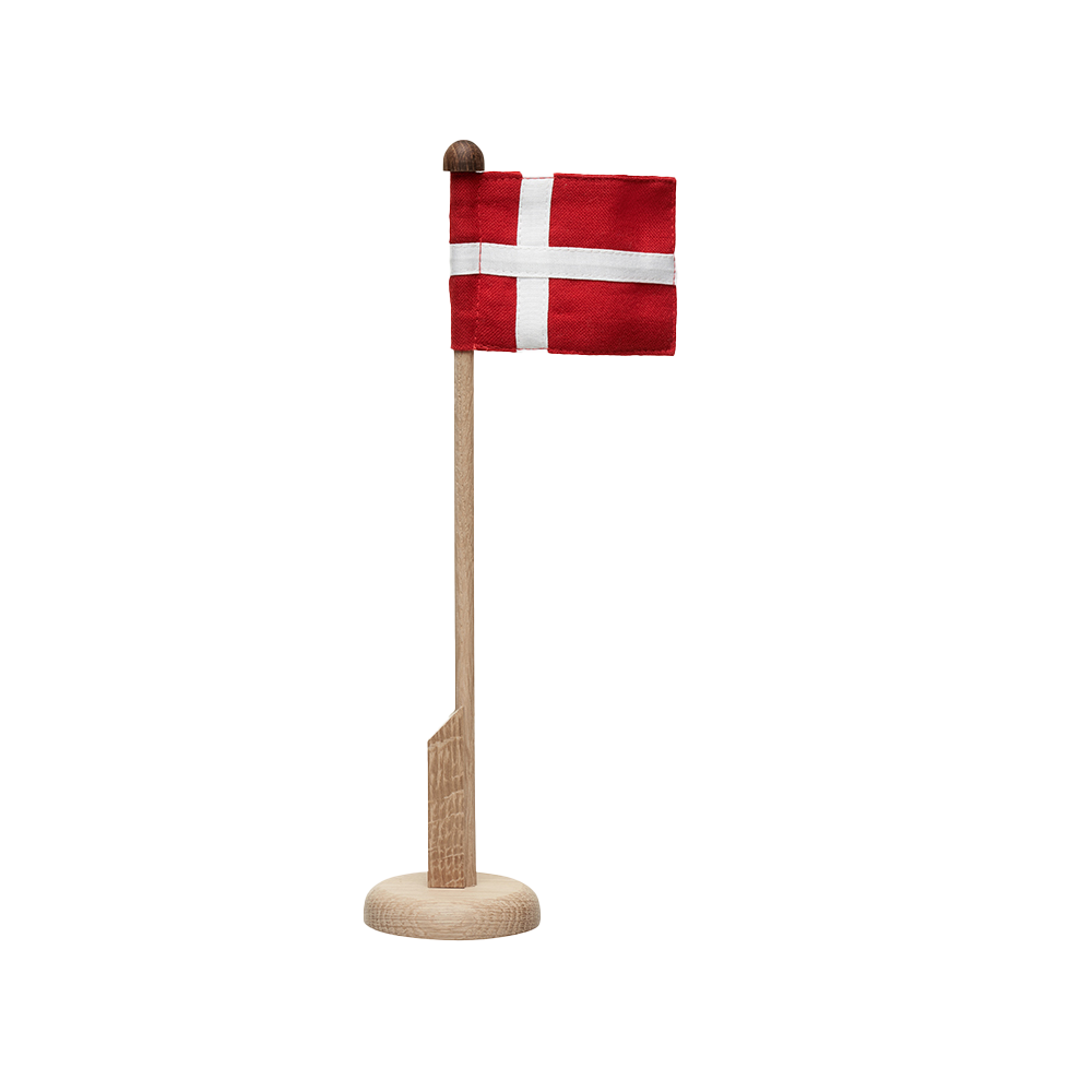 Bordflagstang i egetræ med Dannebrog