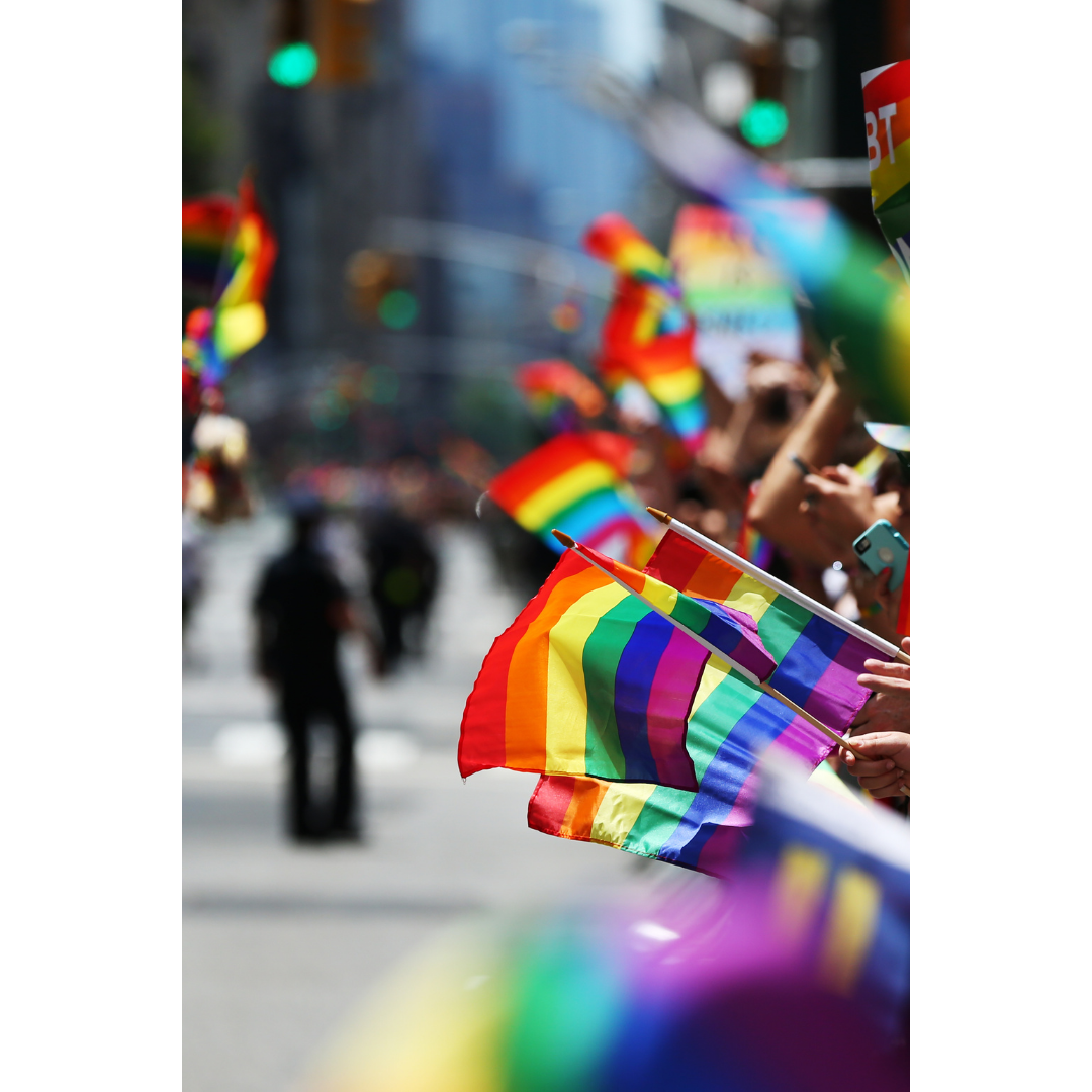 Regnbueflag på pind