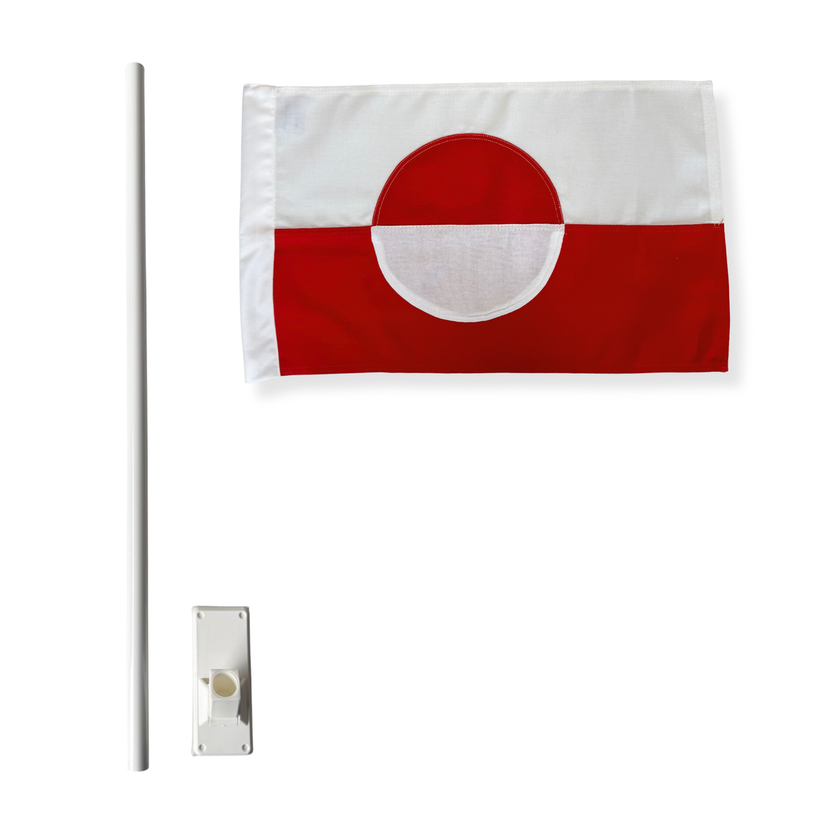Facadestang med grønlandsk flag