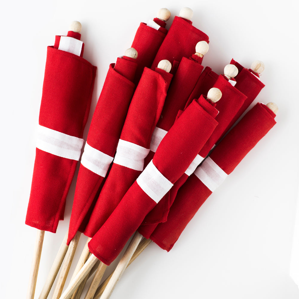 Hurraflag i ægte flagdug - enkeltvis eller 3-pak